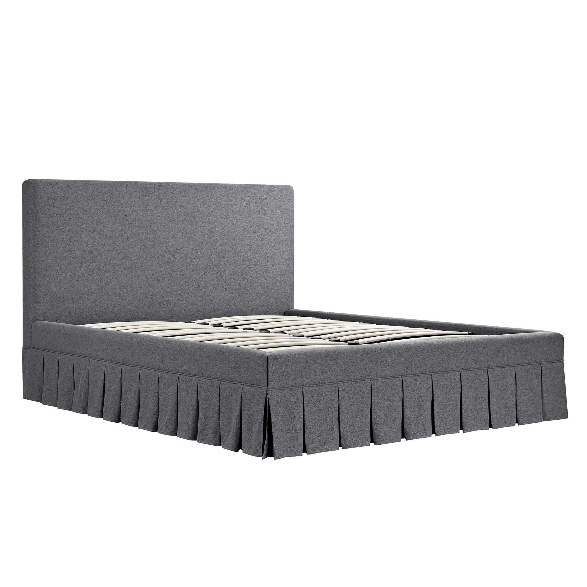 Egerton Box-Pleat Ottoman Storage Bed, Charcoal Brushed Fabric