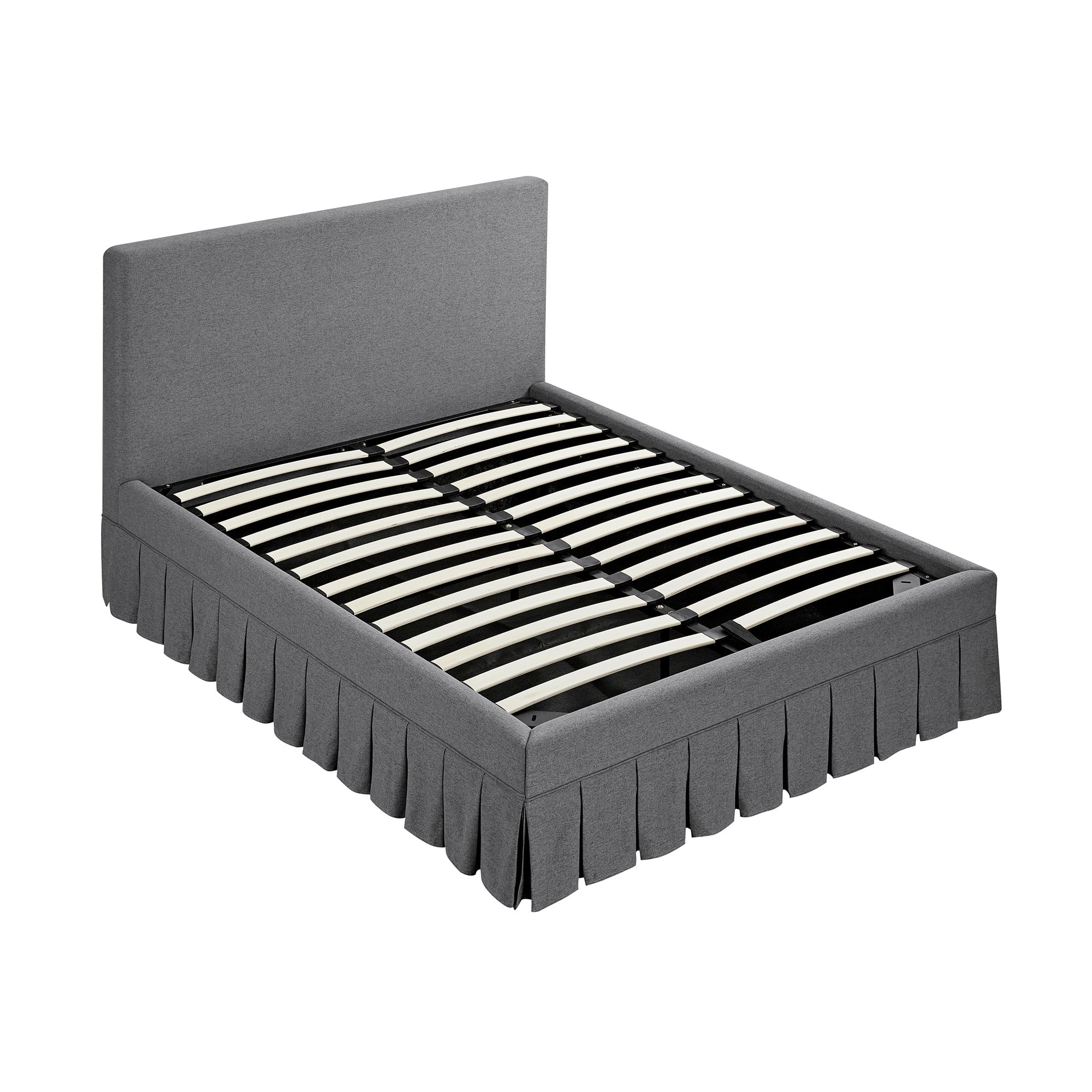 Egerton Box-Pleat Ottoman Storage Bed, Charcoal Brushed Fabric