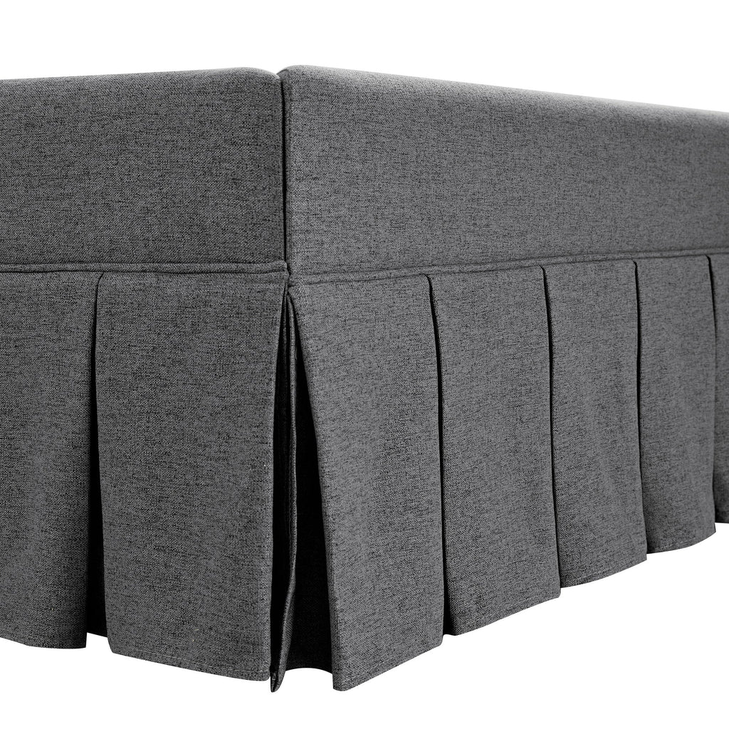 Egerton Box-Pleat Ottoman Storage Bed, Charcoal Brushed Fabric