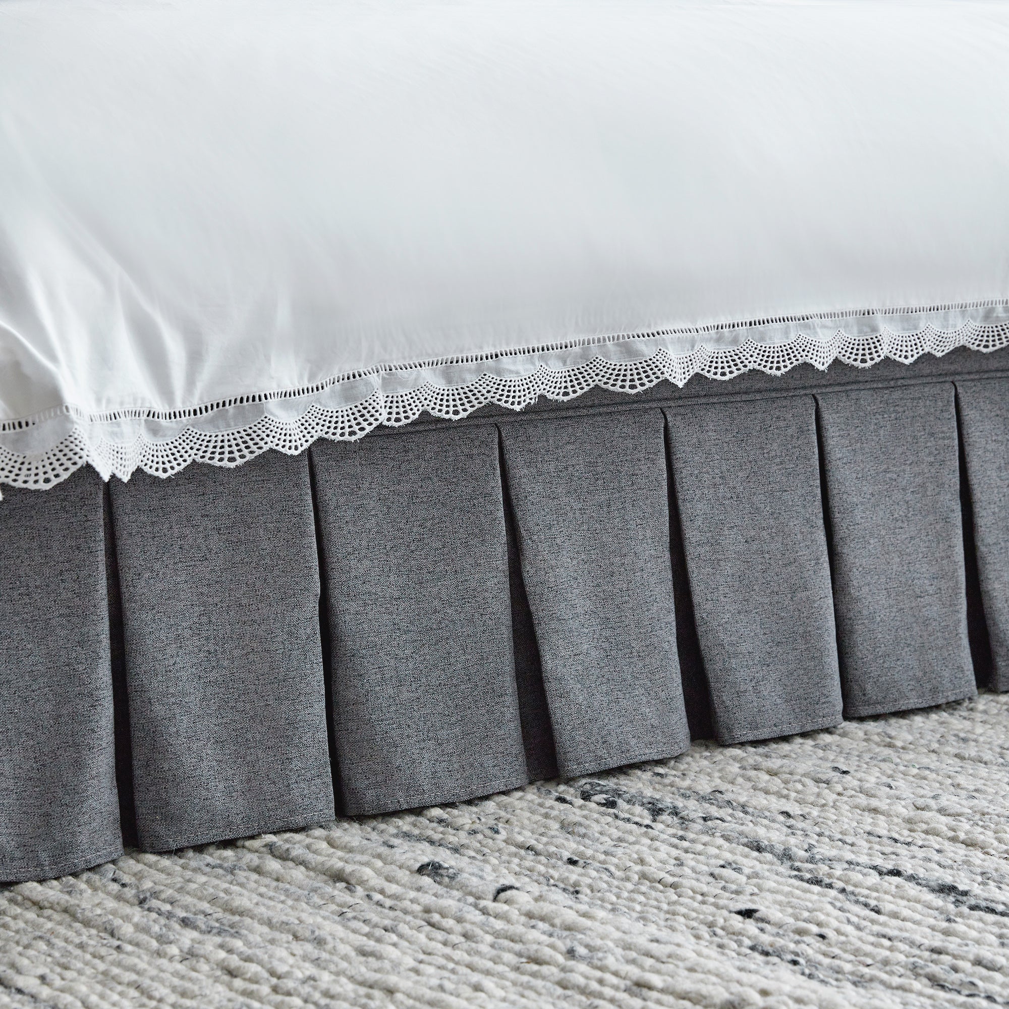 Egerton Box-Pleat Ottoman Storage Bed, Charcoal Brushed Fabric