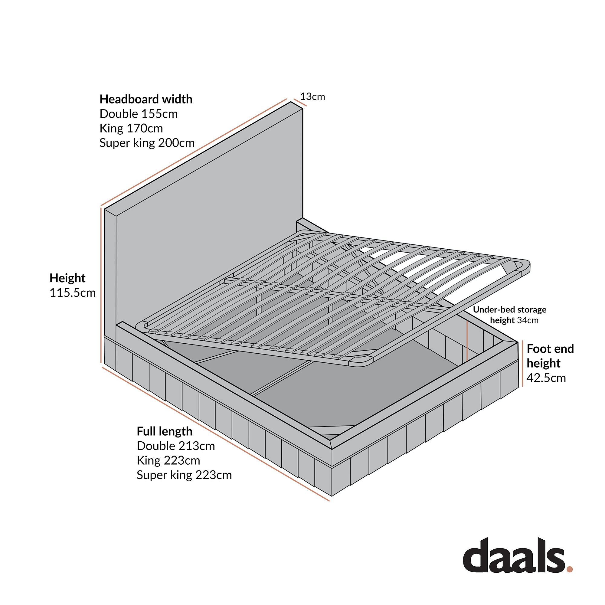 Egerton Box-Pleat Ottoman Storage Bed, Pale Aqua Brushed Fabric