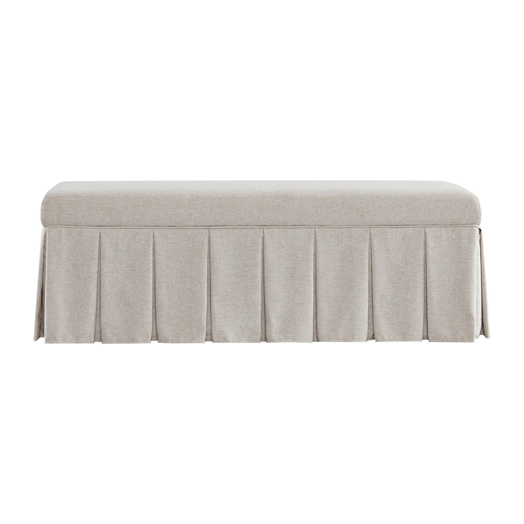 Egerton Box-Pleat Storage Bench, Oatmeal Brushed Fabric