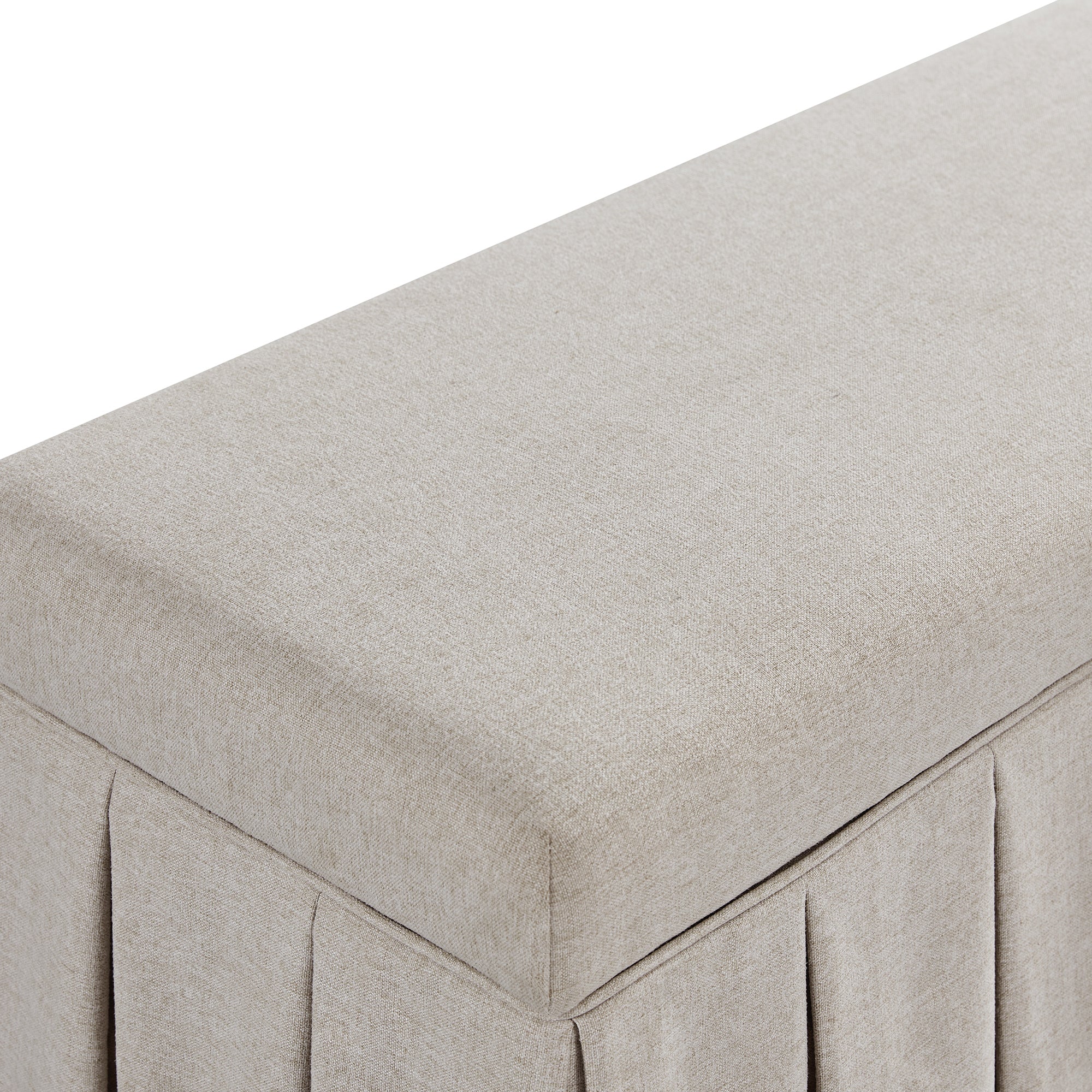 Egerton Box-Pleat Storage Bench, Oatmeal Brushed Fabric