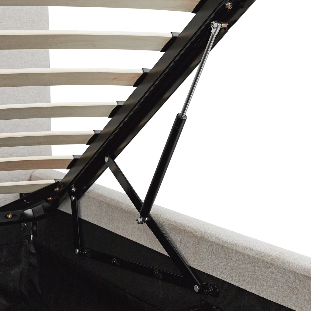 Egerton Box-Pleat Ottoman Storage Bed, Oatmeal Brushed Fabric