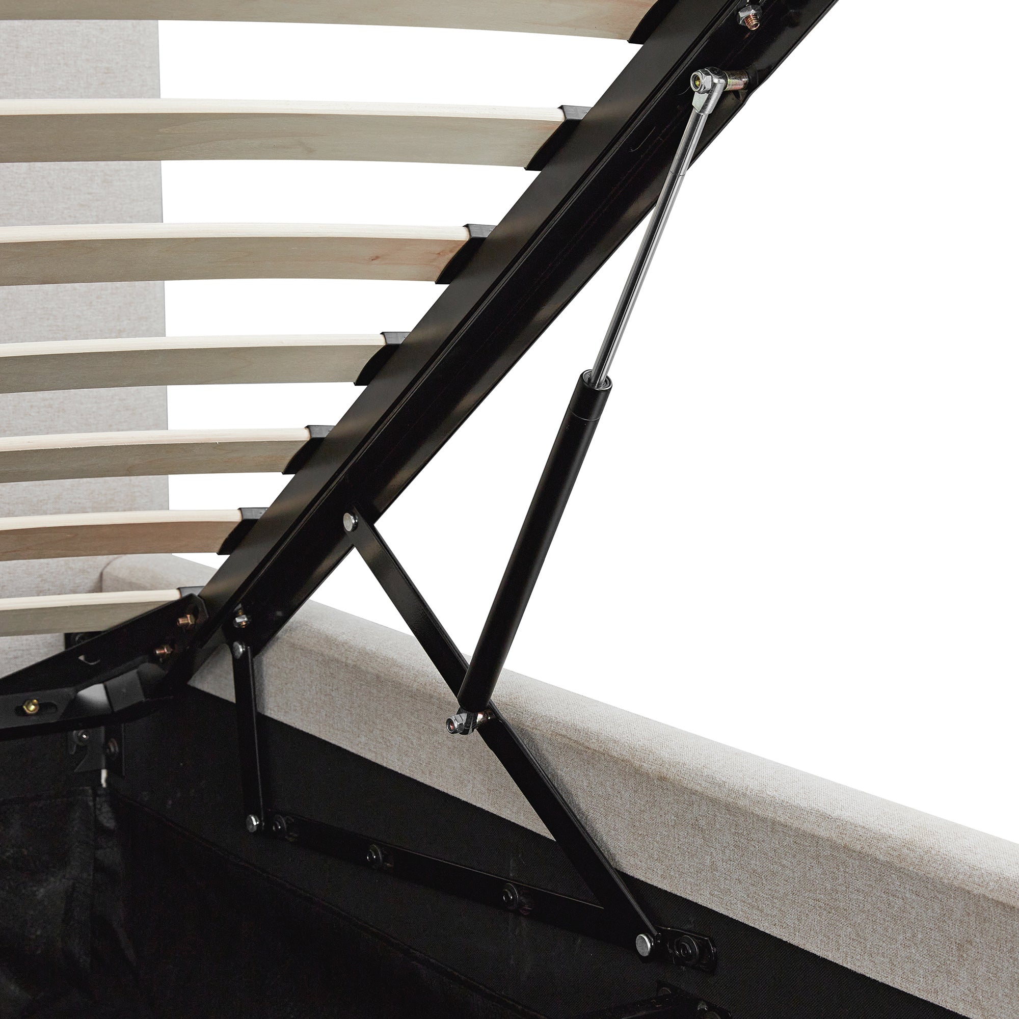 Egerton Box-Pleat Ottoman Storage Bed, Oatmeal Brushed Fabric