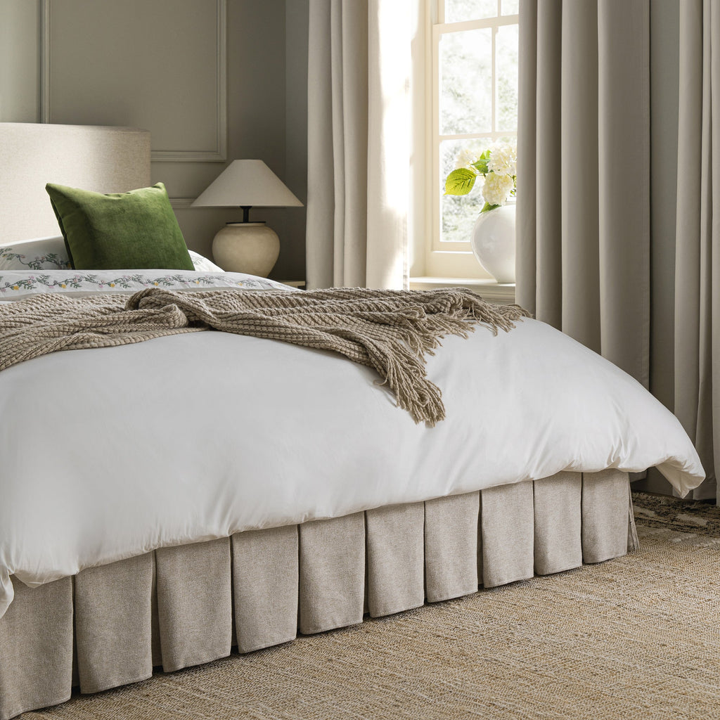 Egerton Box-Pleat Ottoman Storage Bed, Oatmeal Brushed Fabric