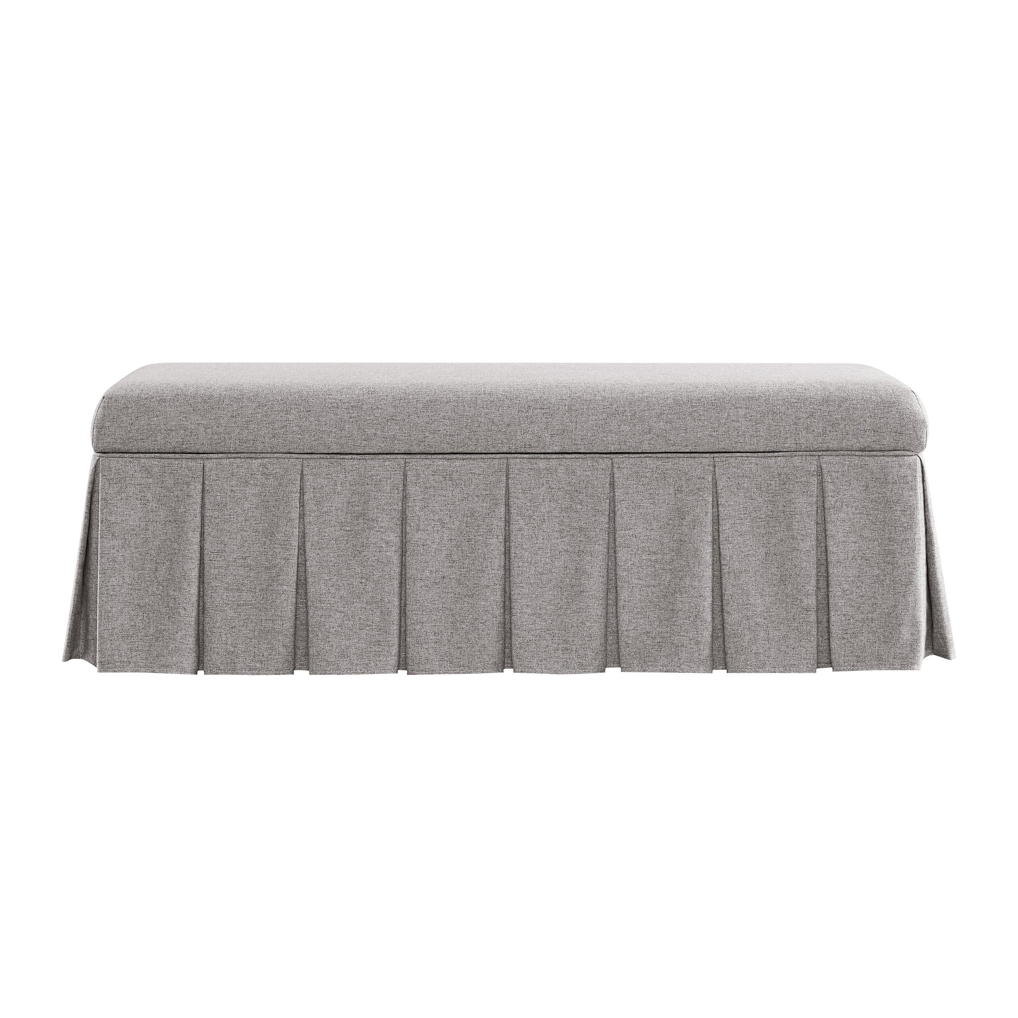 Egerton Box-Pleat Storage Bench, Stone Brushed Fabric