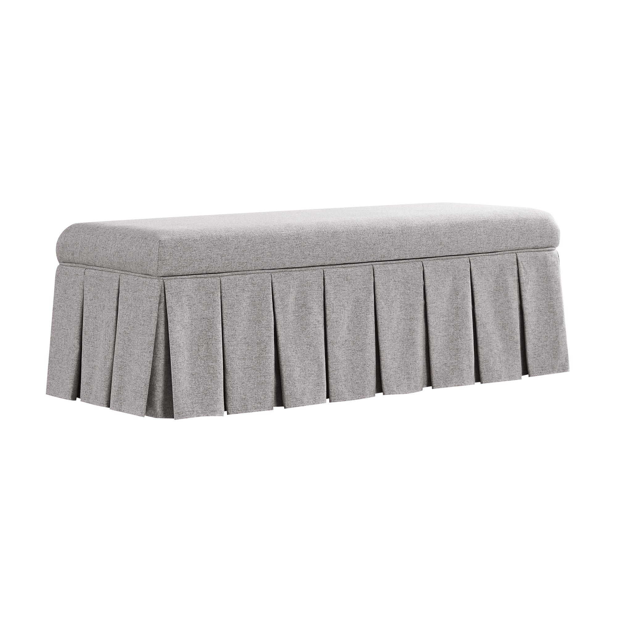 Egerton Box-Pleat Storage Bench, Stone Brushed Fabric