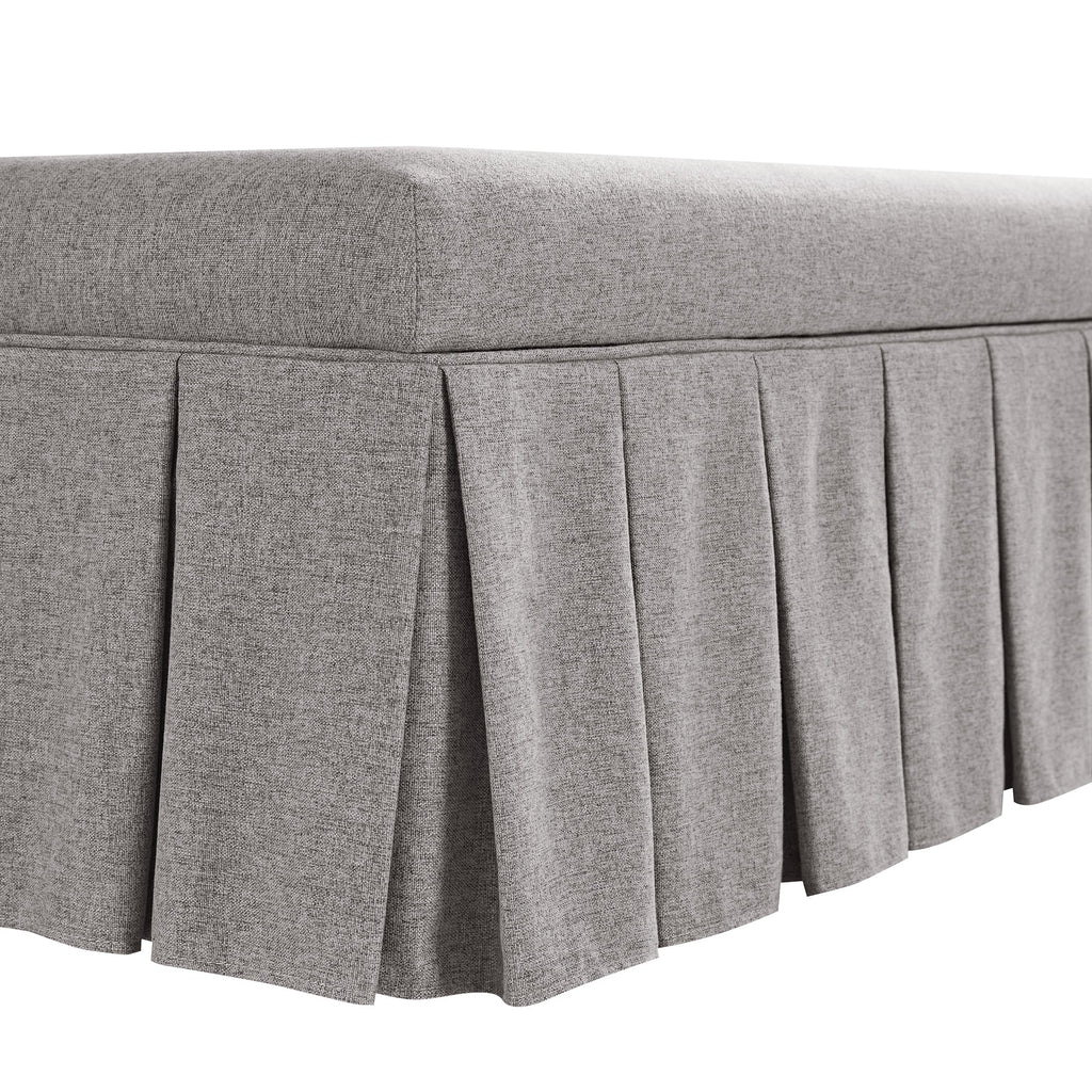 Egerton Box-Pleat Storage Bench, Stone Brushed Fabric