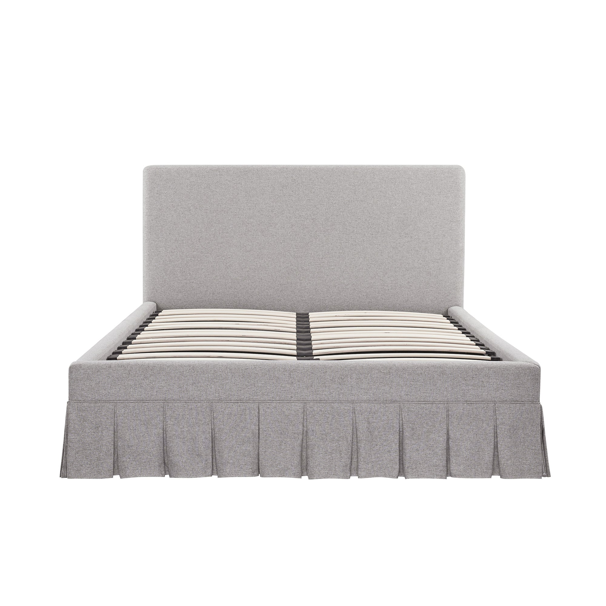 Egerton Box-Pleat Ottoman Storage Bed, Stone Brushed Fabric
