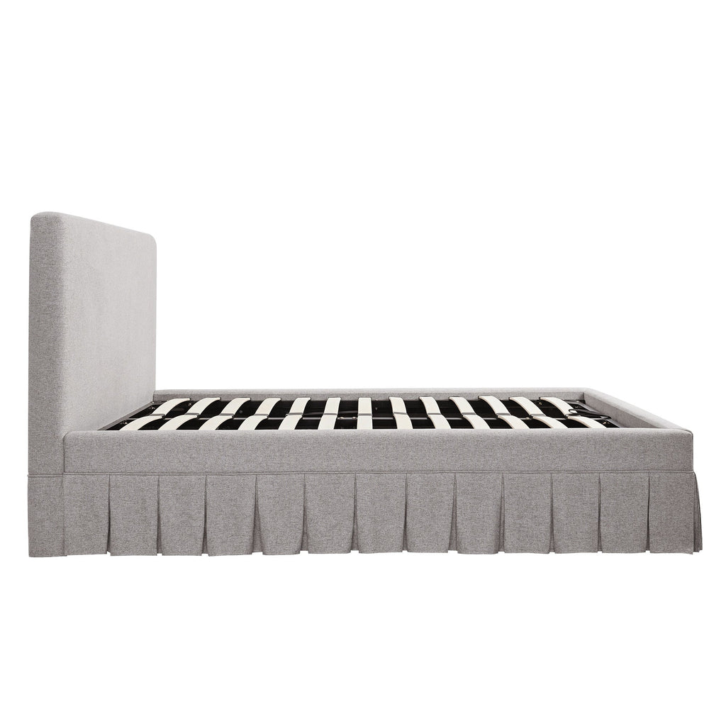 Egerton Box-Pleat Ottoman Storage Bed, Stone Brushed Fabric