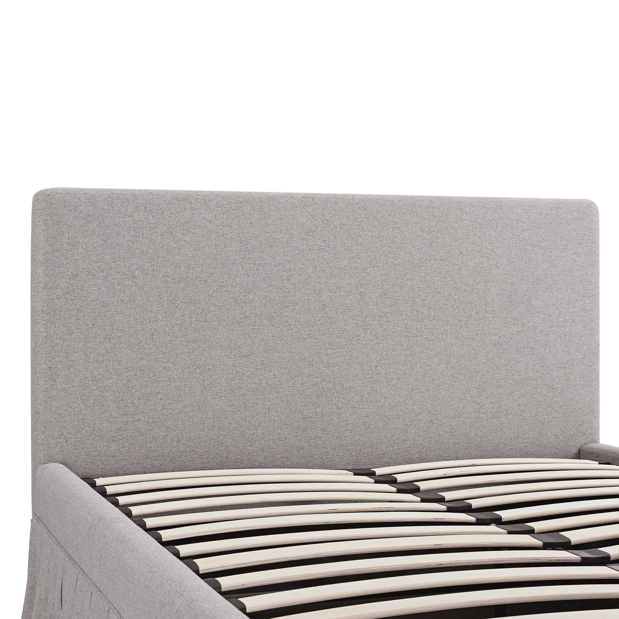 Egerton Box-Pleat Ottoman Storage Bed, Stone Brushed Fabric